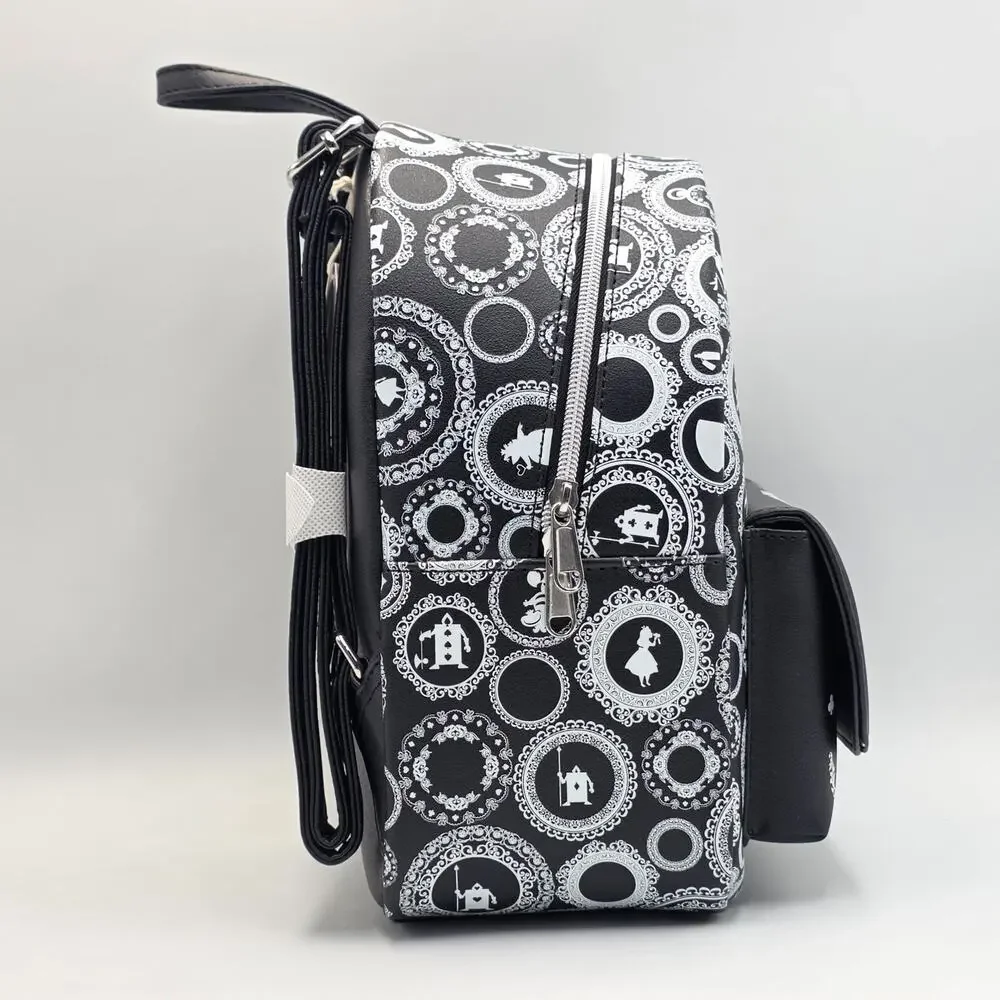 Loungefly Disney Alice In Wonderland Black & White Mini Backpack New